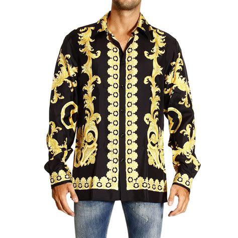 camicia versace blu e oro|Camicie Versace uomo .